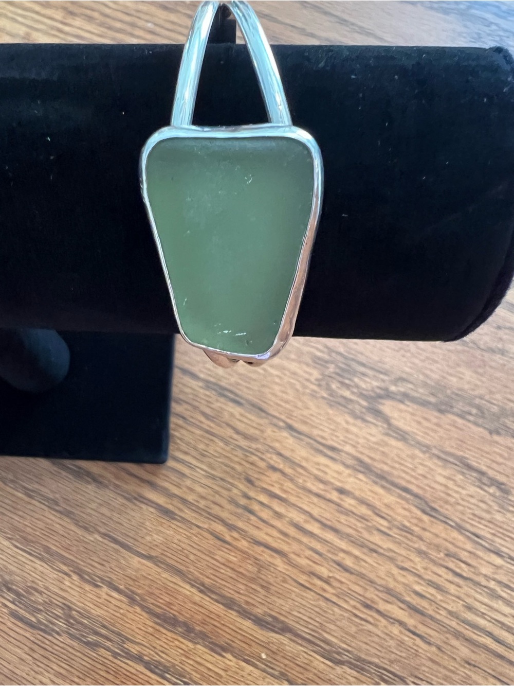 925 Sea Glass Cuff Bracelet Adjustable